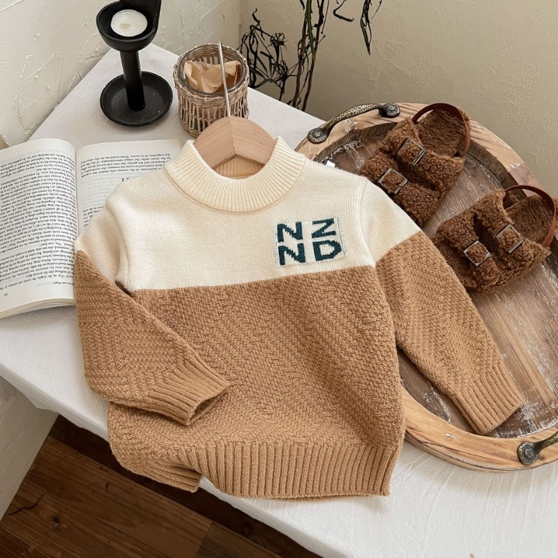 Φθινόπωρο 2023 Χειμώνας Νέο Αντίθετο Χρώμα Επώνυμα Πουλόβερ για αγόρια Ευέλικτο πλεκτό πουλόβερ για κορίτσια Νέα ωραία ρούχα GY08211