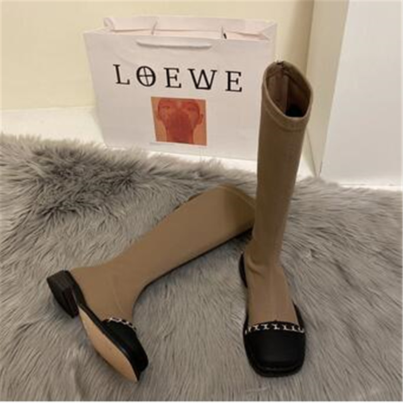 2023. aasta talv Uus Mix Color Naiste Pikad Saapad Mood Lamedad Kontsad Kandilised varvas Põlv Kõrge Saabas Tagant Tõmblukk Ratsasaabas