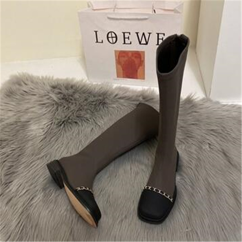 2023. aasta talv Uus Mix Color Naiste Pikad Saapad Mood Lamedad Kontsad Kandilised varvas Põlv Kõrge Saabas Tagant Tõmblukk Ratsasaabas
