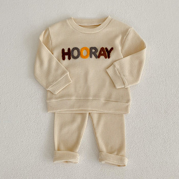 Σετ ρούχων για κοριτσάκι για μωρό 0-5 ετών Βάφλα Παιδικό σετ γραμμάτων Νεογέννητο βρέφος Φθινοπωρινά ανοιξιάτικα ρούχα Μπλουζ ουράνιο τόξο Παντελόνια casual ρούχα