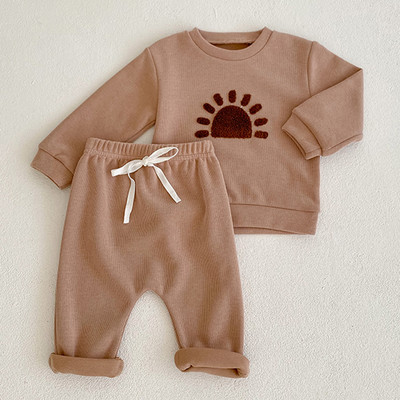 Σετ ρούχων για κοριτσάκι για μωρό 0-5 ετών Βάφλα Παιδικό σετ γραμμάτων Νεογέννητο βρέφος Φθινοπωρινά ανοιξιάτικα ρούχα Μπλουζ ουράνιο τόξο Παντελόνια casual ρούχα