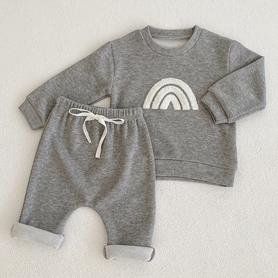 Σετ ρούχων για κοριτσάκι για μωρό 0-5 ετών Βάφλα Παιδικό σετ γραμμάτων Νεογέννητο βρέφος Φθινοπωρινά ανοιξιάτικα ρούχα Μπλουζ ουράνιο τόξο Παντελόνια casual ρούχα