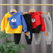 Set de îmbrăcăminte sport de iarnă pentru copii din fleece pentru băiat, desene animate, hanorac, 0-6 ani, haine pentru copii mici, fată, cu mâneci lungi, topuri, ținută asortată cu pantaloni