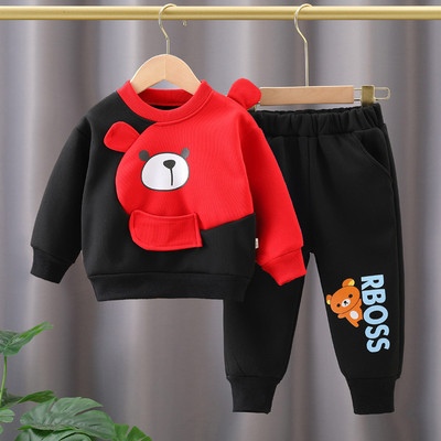Set de îmbrăcăminte sport de iarnă pentru copii din fleece pentru băiat, desene animate, hanorac, 0-6 ani, haine pentru copii mici, fată, cu mâneci lungi, topuri, ținută asortată cu pantaloni