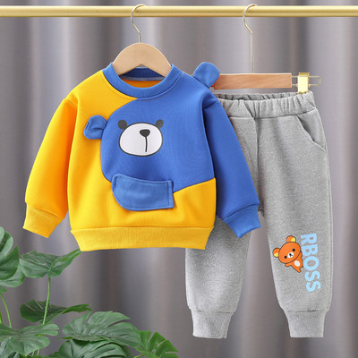 Set de îmbrăcăminte sport de iarnă pentru copii din fleece pentru băiat, desene animate, hanorac, 0-6 ani, haine pentru copii mici, fată, cu mâneci lungi, topuri, ținută asortată cu pantaloni