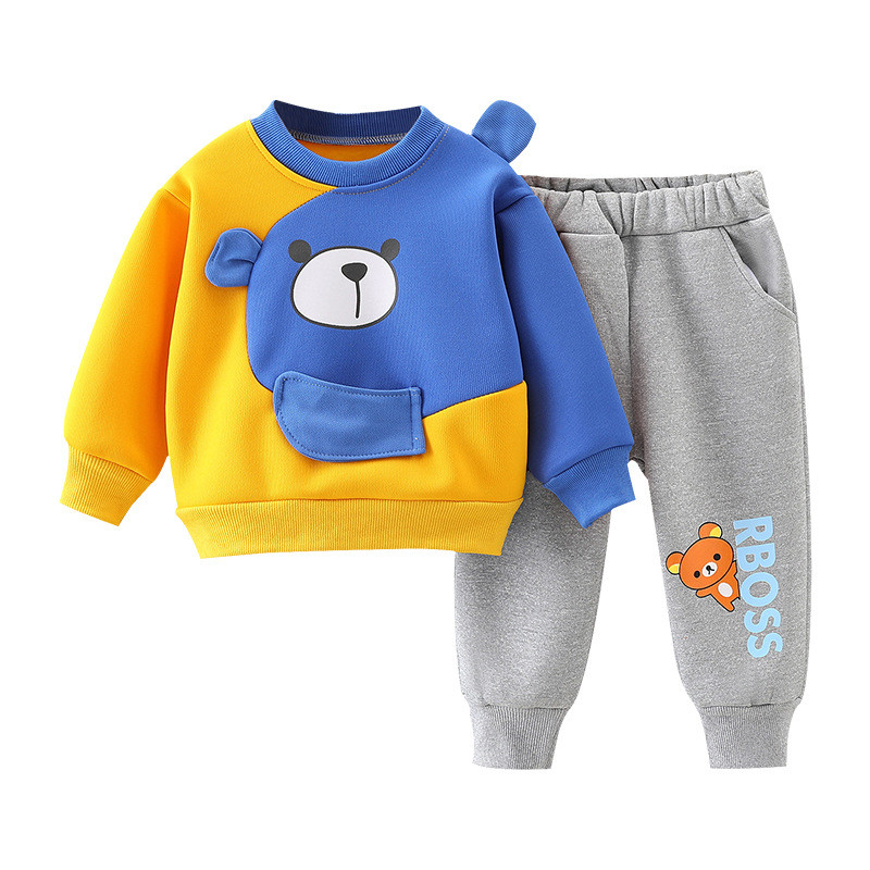 Set de îmbrăcăminte sport de iarnă pentru copii din fleece pentru băiat, desene animate, hanorac, 0-6 ani, haine pentru copii mici, fată, cu mâneci lungi, topuri, ținută asortată cu pantaloni