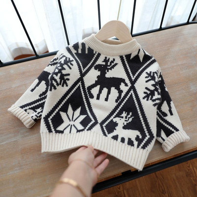 Pulovere de Crăciun pentru băieți și fete Toamnă și iarnă Pulovere noi pentru fete îngroșate Cămașă de jos pentru copii străini