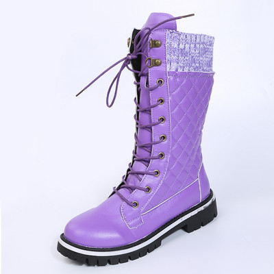 Cizme casual de pluș de damă, la jumătatea gambei, iarna 2023, cizme de zăpadă calde de designer, pantofi cu platformă cu șireturi pentru femei