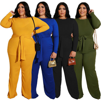 Анцуг Дамски комплекти с големи размери, дълги горнища и панталони с пълни ръкави, есенни дамски дрехи с големи размери Дропшиппинг на едро