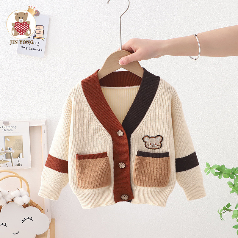 Νέο παιδικό πουλόβερ για αγόρι, ανοιξιάτικα, χειμωνιάτικα ρούχα Ζεστά πουλόβερ επάνω μακρυμάνικο ριγέ πουλόβερ κορίτσι μόδας πλεκτά