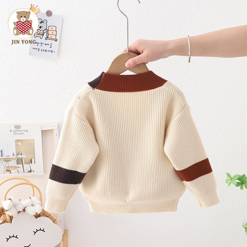 Νέο παιδικό πουλόβερ για αγόρι, ανοιξιάτικα, χειμωνιάτικα ρούχα Ζεστά πουλόβερ επάνω μακρυμάνικο ριγέ πουλόβερ κορίτσι μόδας πλεκτά