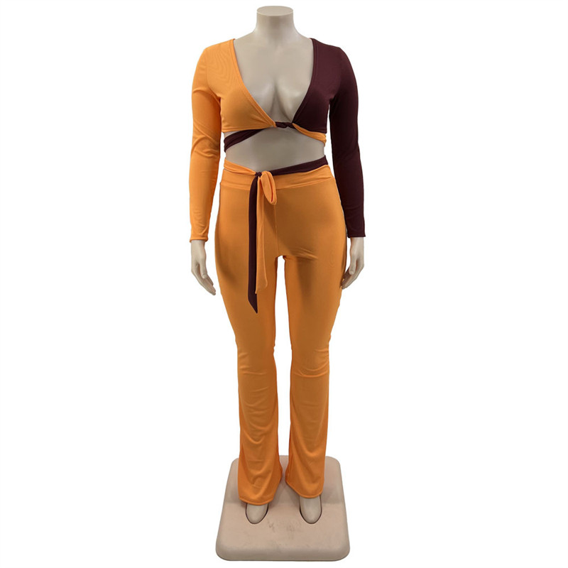 Woman Plus Size 2 Set Set μακρυμάνικο Crop Top και παντελόνι κολάν Σέξι ρούχα Μεγάλη αθλητική φόρμα 4xl Είδη χονδρικής Dropshipping