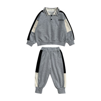 Baby Boys Alphabet Φούτερ με αντίθεση + Σετ αθλητικών παντελονιών Παιδική αθλητική φόρμα Παιδικά ρούχα Jumper Pant Jogger Σετ για 1-10 χρόνια
