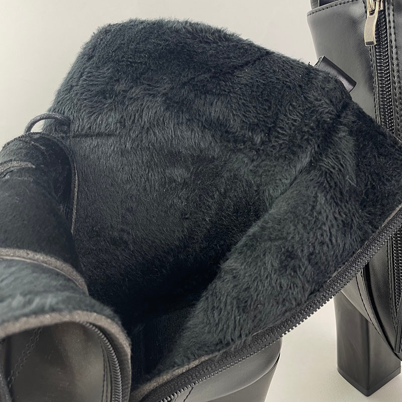 Rimocy Ζεστές κοντές βελούδινες χειμερινές μπότες για γυναίκες 2022 Ψηλοτάκουνα Pu Δερμάτινες μπότες μέσης γάμπας Γυναικεία πλατφόρμα μοτοσικλέτας Botas παπούτσια