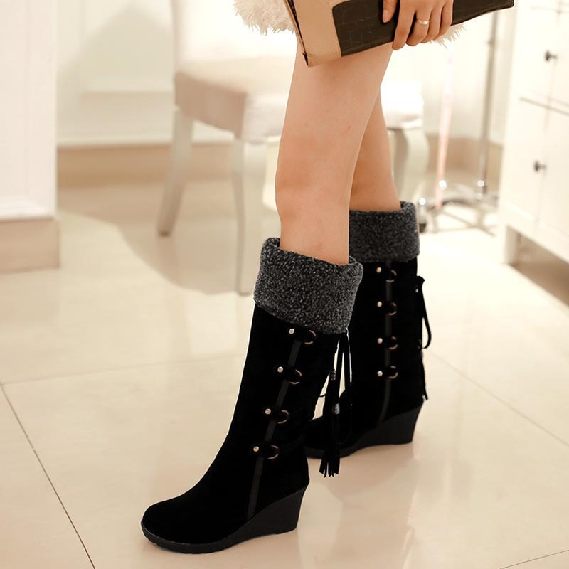 Naiste 2024. aasta kõrged saapad, talvemood, nööriga tutid, pikad saapad, naiste platvormiga lumesaapad, soojad puuvillased saapad Botas Mujer