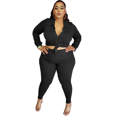 Γυναικείο σετ γυναικείων κολάν ενδύματα σε μεγάλο μέγεθος Γυναικείο μακρυμάνικο μπλουζάκι φθινοπώρου Σετ παντελόνι δύο τεμαχίων Σετ σέξι ρούχα Χονδρική Dropshipping