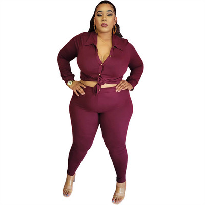 Γυναικείο σετ γυναικείων κολάν ενδύματα σε μεγάλο μέγεθος Γυναικείο μακρυμάνικο μπλουζάκι φθινοπώρου Σετ παντελόνι δύο τεμαχίων Σετ σέξι ρούχα Χονδρική Dropshipping