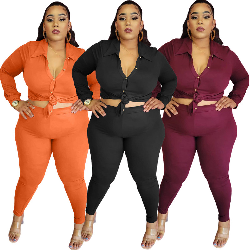 Γυναικείο σετ γυναικείων κολάν ενδύματα σε μεγάλο μέγεθος Γυναικείο μακρυμάνικο μπλουζάκι φθινοπώρου Σετ παντελόνι δύο τεμαχίων Σετ σέξι ρούχα Χονδρική Dropshipping