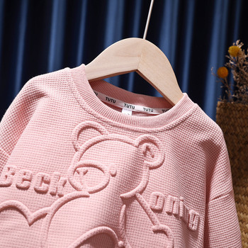 Есен 2023 г. Детско облекло за момичета Нов ежедневен анцуг с дълъг ръкав Комплекти с анимационни мечки Дрехи за бебета Бебешки панталони 3-12 години