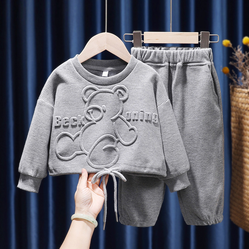 2023 Φθινόπωρο παιδικά ρούχα για κορίτσια Νέα καθημερινή αθλητική φόρμα μακρυμάνικη καρτούν σετ αρκουδάκι Βρεφικά ρούχα Βρεφικά παντελόνια 3-12 ετών