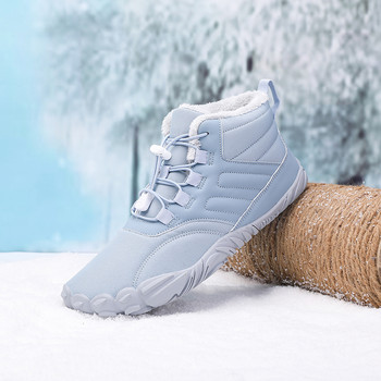 Мъжки боси обувки 2023 Зимни ботуши Двойка Водоустойчиви ботуши за сняг Обувки за ходене на открито Топла кожа на глезена Неплъзгащи се ботуши Голям размер