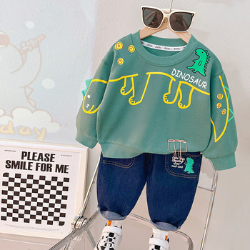 Ανοιξιάτικο φθινόπωρο 2023 Βαμβακερό σετ ρούχων για αγόρια Βρεφικά αγόρια μπλουζάκια δεινοσαύρων πουλόβερ τζιν παντελόνι 2 τμχ Casual outfits Βρεφικό παιδικό κοστούμι