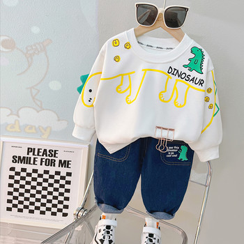 Ανοιξιάτικο φθινόπωρο 2023 Βαμβακερό σετ ρούχων για αγόρια Βρεφικά αγόρια μπλουζάκια δεινοσαύρων πουλόβερ τζιν παντελόνι 2 τμχ Casual outfits Βρεφικό παιδικό κοστούμι