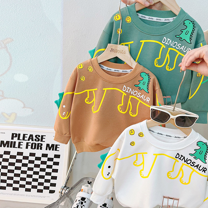 Ανοιξιάτικο φθινόπωρο 2023 Βαμβακερό σετ ρούχων για αγόρια Βρεφικά αγόρια μπλουζάκια δεινοσαύρων πουλόβερ τζιν παντελόνι 2 τμχ Casual outfits Βρεφικό παιδικό κοστούμι