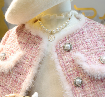 Ανοιξιάτικο Χειμώνα Κοριτσίστικο Παιδικά 2τμχ Σετ Ρούχα τουίντ Μόδα Παιδικά Κοστούμια για 1-10 Χρόνια Παιδικό παλτό με βαμβακερό τζάκετ + φούστα