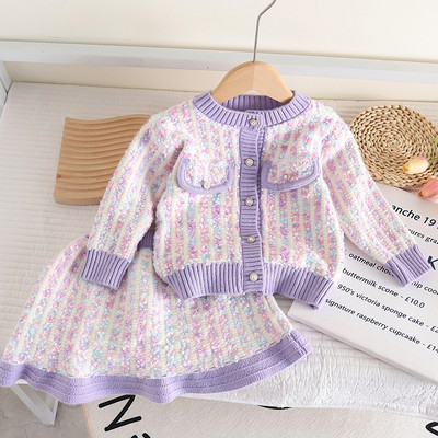 Ανοιξιάτικο Χειμώνα Κοριτσίστικο Παιδικά 2τμχ Σετ Ρούχα τουίντ Μόδα Παιδικά Κοστούμια για 1-10 Χρόνια Παιδικό παλτό με βαμβακερό τζάκετ + φούστα