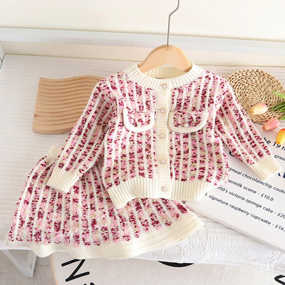 Ανοιξιάτικο Χειμώνα Κοριτσίστικο Παιδικά 2τμχ Σετ Ρούχα τουίντ Μόδα Παιδικά Κοστούμια για 1-10 Χρόνια Παιδικό παλτό με βαμβακερό τζάκετ + φούστα