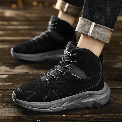 Žieminiai lauko batai Vyriški batai kulkšnis Šilti žygio batai Vyriški madingi aukštakulniai vyriški batai su platforma Laisvalaikio didelio dydžio trumpi batai