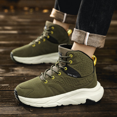 Žieminiai lauko batai Vyriški batai kulkšnis Šilti žygio batai Vyriški madingi aukštakulniai vyriški batai su platforma Laisvalaikio didelio dydžio trumpi batai