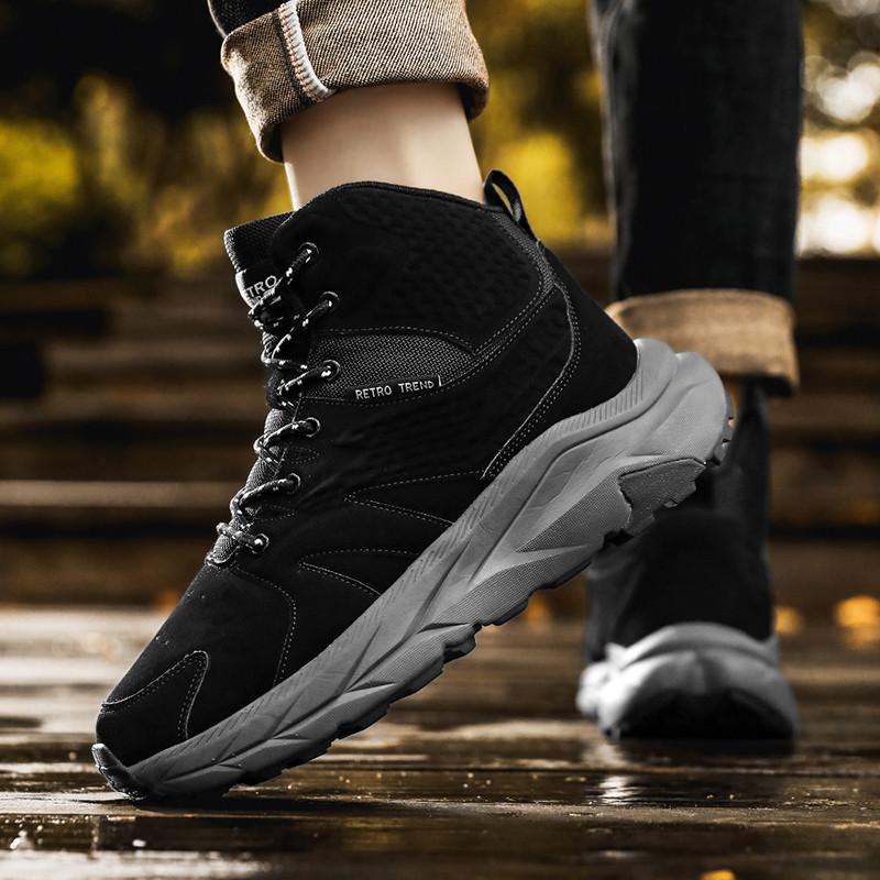 Žieminiai lauko batai Vyriški batai kulkšnis Šilti žygio batai Vyriški madingi aukštakulniai vyriški batai su platforma Laisvalaikio didelio dydžio trumpi batai