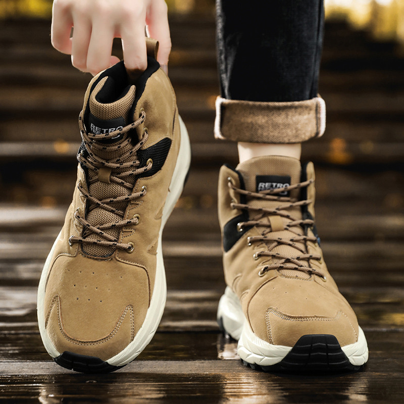 Žieminiai lauko batai Vyriški batai kulkšnis Šilti žygio batai Vyriški madingi aukštakulniai vyriški batai su platforma Laisvalaikio didelio dydžio trumpi batai