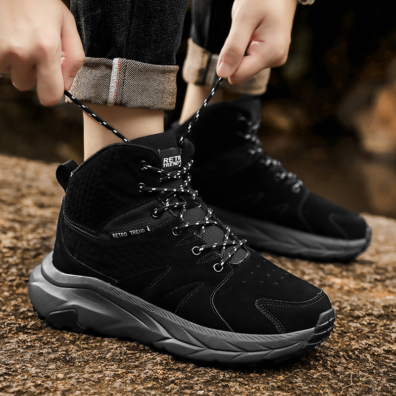 Žieminiai lauko batai Vyriški batai kulkšnis Šilti žygio batai Vyriški madingi aukštakulniai vyriški batai su platforma Laisvalaikio didelio dydžio trumpi batai