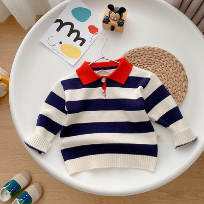 Παιδικό ριγέ πουλόβερ Μωρό φθινοπωρινό μπλουζάκι πόλο αγόρια πλεκτά ρούχα Πλεκτά πουλόβερ Παιδικά μπλουζάκια πουλόβερ για παιδιά Babi