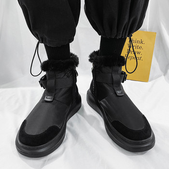 Зимни ботуши за сняг за мъже 2023 Мъжки обувки Глезени Мъжки ботуши на платформа Модерни плюс кадифени памучни обувки Топли къси ботуши за открито
