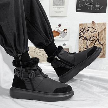 Χειμερινές μπότες χιονιού για άντρες 2023 Ανδρικά παπούτσια Ανδρικές μπότες πλατφόρμας μέχρι τον αστράγαλο Trendy Plus Velvet βαμβακερά παπούτσια Ζεστές κοντές μπότες εξωτερικού χώρου