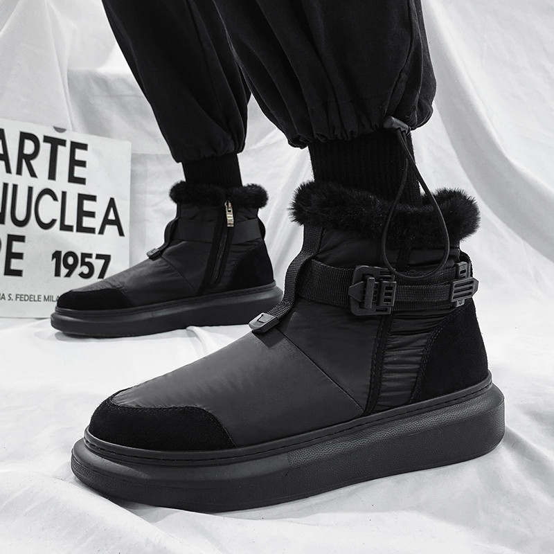 Talvised lumesaapad meestele 2023 Meeste kingad pahkluu Meeste platvormsaapad Trendikas pluss sametpuuvillased kingad soojad lühikesed välissaapad