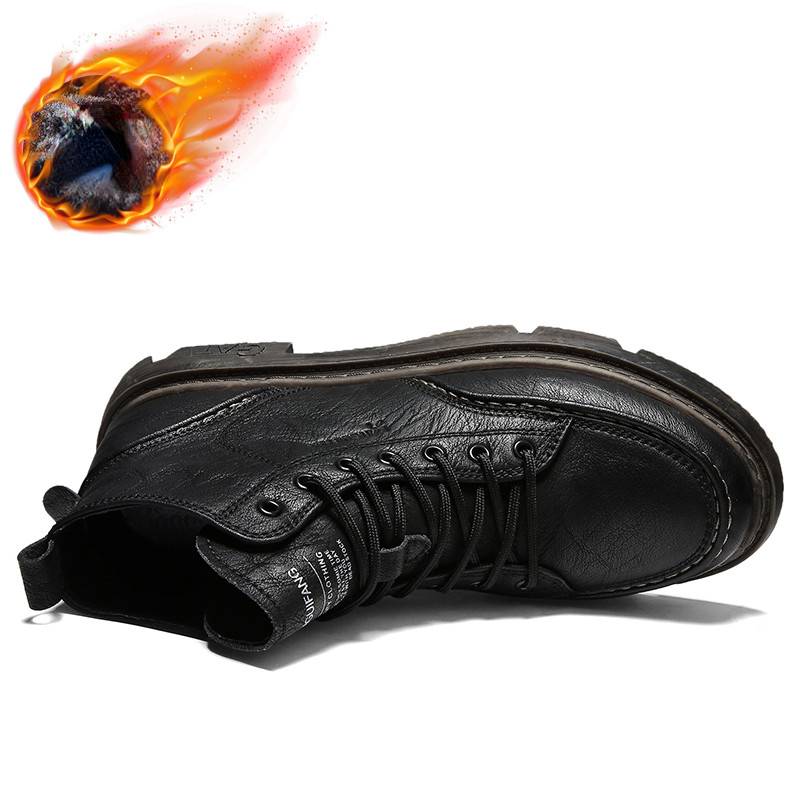 Pluss Velvet pitsilised meeste saapad Uued jalatsid meestele Talvised ehtsast nahast soojad vabaajajalatsid libisemiskindlad kõrged mootorrattasaapad