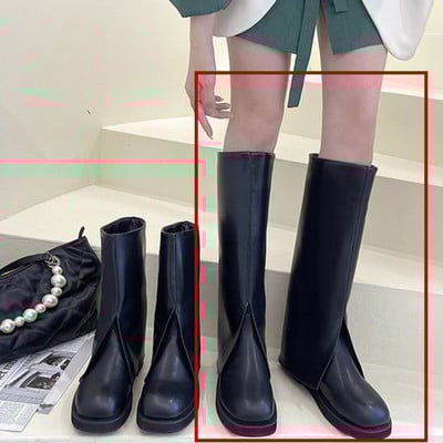 Naiste kõrged saapad ümmarguse ninaga Nahast ja PU-st naiste saapad Brändi disain Naiste kingad Euroopa stiilis püksisaapad Botas De Mujer