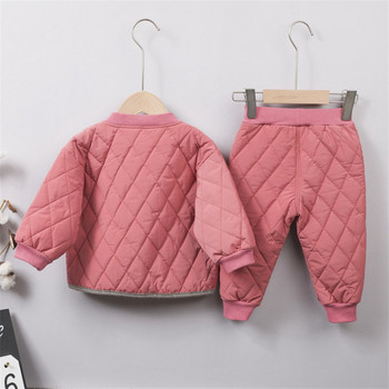 НОВО Топло палто Сладко новородено момиченце Едноцветни дрехи Дълги панталони 2 бр./компл. Памучен комплект анцуг за момчета 0-4 години