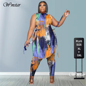 Wmstar Plus-suuruses kaheosalised rõivad Naiste riided Suvised varrukateta side, ülaosaga retuusid, mis sobivad hulgimüügiga