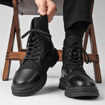 Ανδρικές μπότες με κορδόνια Νέα παπούτσια για άνδρες Φθινοπωρινά δίχτυα που αναπνέουν καθημερινά παπούτσια Κλασικά άνετα ανδρικά μποτάκια μοτοσικλέτας