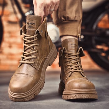 Casual Outdoor Boots Νέα Ανδρικά Παπούτσια Ανδρικές μπότες εργασίας με ψηλό κορδόνι Άνετες ανδρικές μπότες εργασίας Αντιολισθητικές αδιάβροχες ανδρικές μπότες με χοντρή σόλα