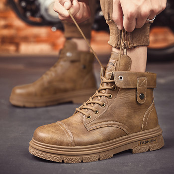 Casual Outdoor Boots Νέα Ανδρικά Παπούτσια Ανδρικές μπότες εργασίας με ψηλό κορδόνι Άνετες ανδρικές μπότες εργασίας Αντιολισθητικές αδιάβροχες ανδρικές μπότες με χοντρή σόλα
