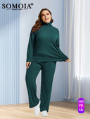 SOMOIA Îmbrăcăminte de mărime mare pentru femei Pantaloni largi, cu mâneci lungi, din bumbac, costum sport casual, Dropshipping cu ridicata