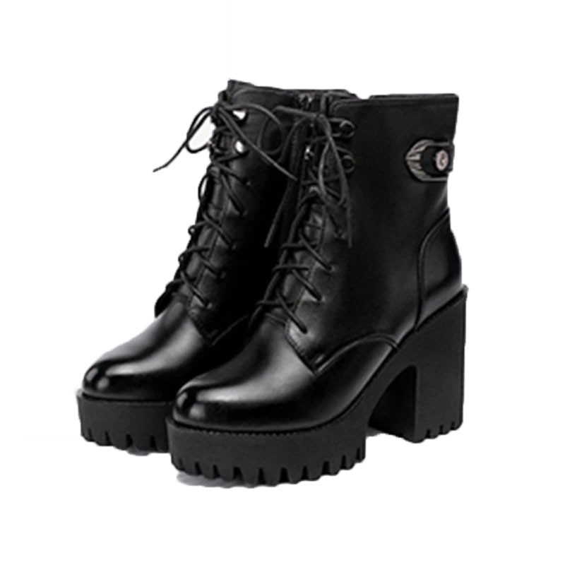 Νέα μόδα φθινόπωρο/χειμώνα Μπότες Knight με χοντρή σόλα Αθλητικά παπούτσια με στρογγυλή κεφαλή Απαλό δέρμα αγελάδας με χοντρό τακούνι Μπότες μεγάλου μεγέθους Γυναικείες μπότες