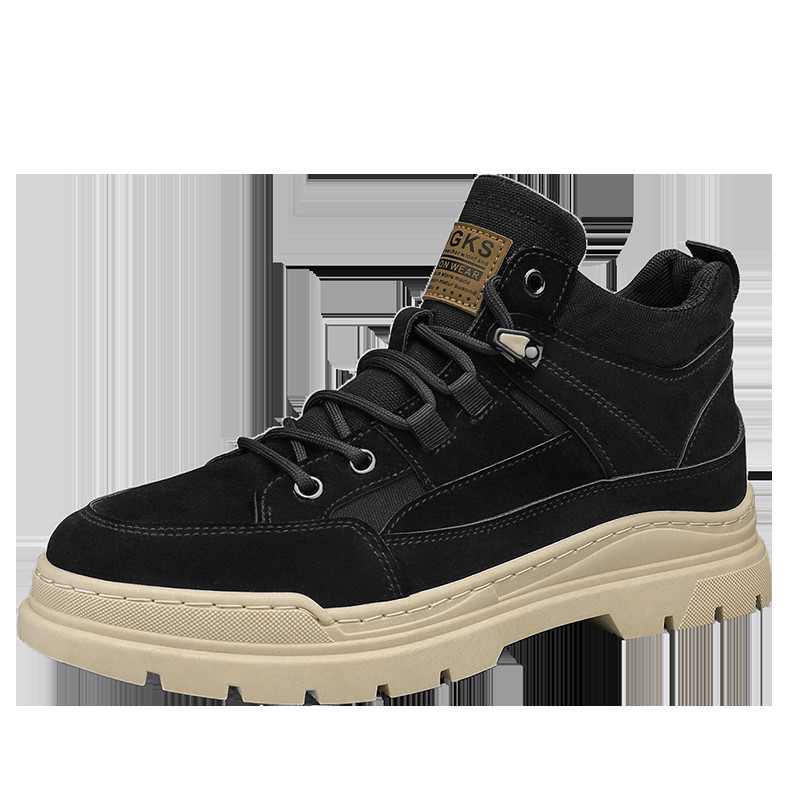 Jesenske muške čizme s platformom na vezanje 2023. Nove muške cipele od umjetne antilop kože do gležnja Ležerne čizme Neklizajuće kratke vanjske čizme